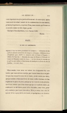 XLIII. Le Roi au Landgrave (22 août 1604)