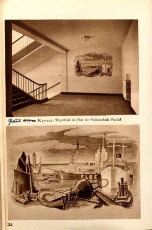 Paul Kayser. Wandbild im Flur der Volksschule Veddel