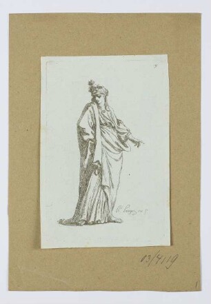 Frau in einem langen Gewand, Blatt 9 der Folge "Premier Recueill de Figures Drapées"