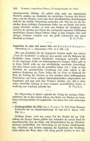 500-501 [Rezension] Stamer, Ludwig, Vom Wormser Konkordat bis zur Glaubensspaltung :