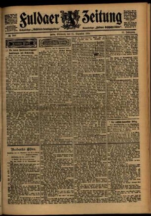 Erste Ausgabe vom Mittwoch, den 21. Dezember 1904.