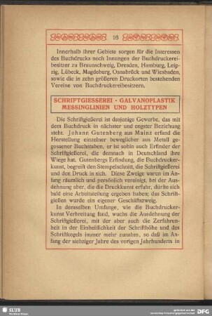 Schriftgiesserei, Galvanoplastik, Messinglinien und Holztypen