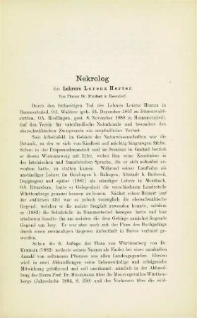 Nekrolog des Lehrers Lorenz Herter