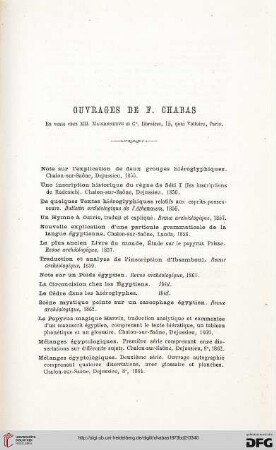 Ouvrages de F. Chabas