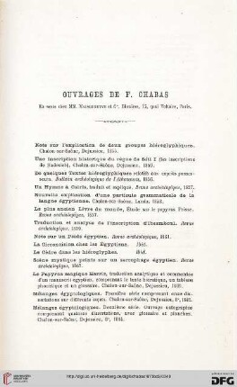 Ouvrages de F. Chabas