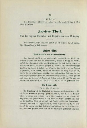 Zweiter Theil. Von den einzelnen Verbrechen und Vergehen und deren Bestrafung