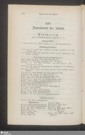 XIV. Departement des Innern
