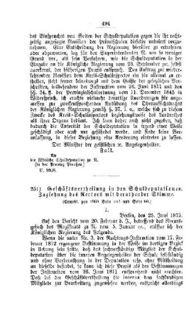 Geschäftsvertheilung in den Schuldeputationen. Zuziehung des Rectors mit berathender Stimme : [V. Elementarschulwesen]