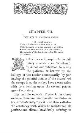 Chapter VII. The First Examinations.