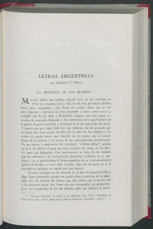 Letras argentinas : La protesta de las mujeres