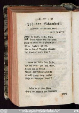 Lob der Schönheit.