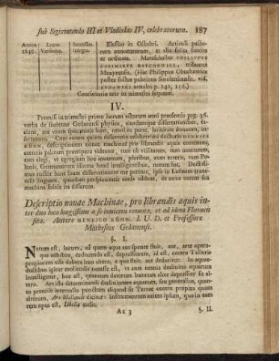 IV. Henrici Kühn, Descriptio novae Machinae, etc. - VII. Nova Litteraria Polonica.