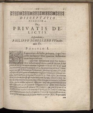 Disceptatio Vigesima. De Privatis Delictis.