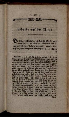 Lobrede auf die Fliege