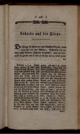 Lobrede auf die Fliege