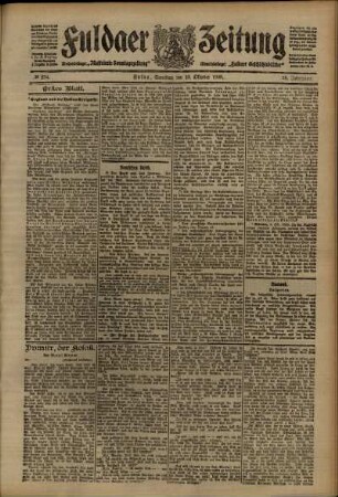 Erste Ausgabe vom Samstag, den 10. Oktober 1908.