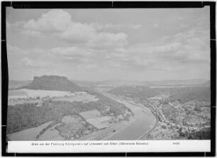 Festung Königstein. Blick auf Stadt und Lilienstein
