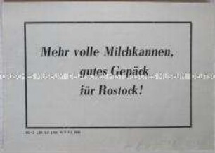 Klebezettel mit einer Parole zur Planerfüllung im Vorfeld des VI. Deutschen Bauernkongresses