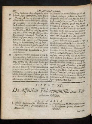 Caput XV. De Affinibus Fideicommissorum Familiarum Nobilium