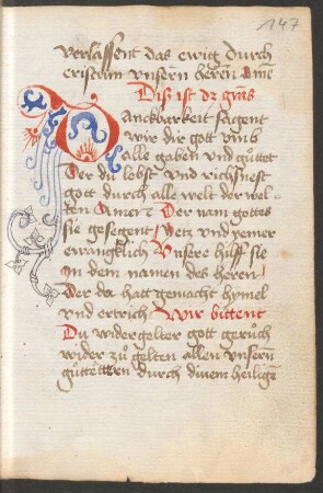 Fleuronnée-Initiale D (mit ergänzten Rankenausläufern, Federzeichnung)