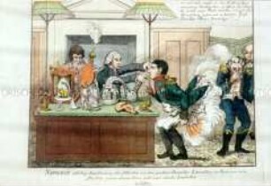 Karikatur auf Napoleon bei Annäherung der Alliierten auf Paris - Karikatur auf den Niedergang Napoleons