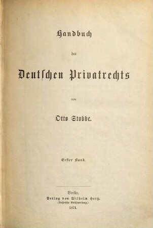 Handbuch des deutschen Privatrechts, 1