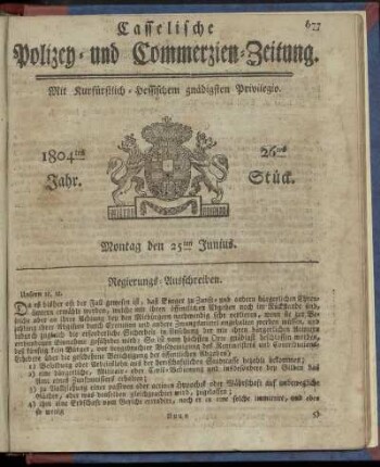 26tes Stueck, Montag den 25ten Junius 1804