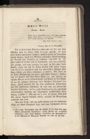 Achter Brief. Anaphe. Thera.