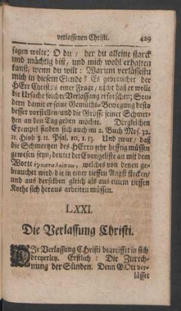 LXXI. Die Verlassung Christi