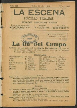 La tía del campo : comedia en tres actos