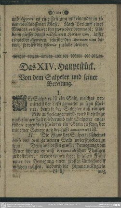 Das XIV. Hauptstück. Von dem Salpeter und seiner Bereitung
