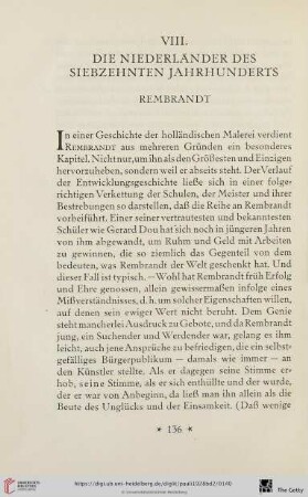 VIII. Die Niederländer des siebzehnten Jahrhunderts: Rembrandt