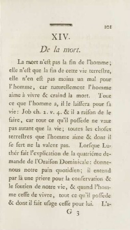 XIV. De la mort