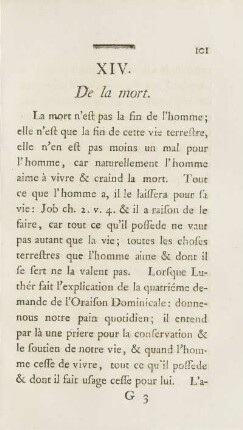 XIV. De la mort
