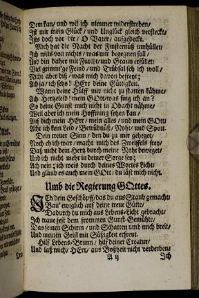 Umb die Regierung GOttes