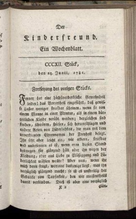 CCCXII. Stück, den 23. Junii, 1781