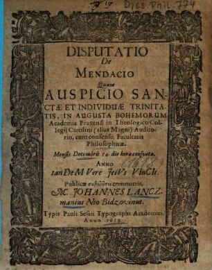 Disputatio De Mendacio