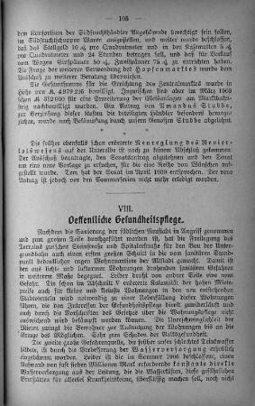 VIII. Oeffentliche Gesundheitspflege.
