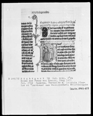 Lateinische Bibel in zwei Bänden für Franz von Gewicz — Initiale P (aulus ad Philippes) mit Paulus und Timotheus, Folio 270verso