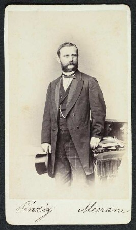Porträt August Penzig : Porträt August Penzig (1826-1896; Kaufmann, Abgeordneter des Sächsischen Landtages), aufgenommen von Hanns Hanfstaengl in Dresden, Stallstraße 1. Albuminpapier auf Karton; 10,5 x 6,1 cm