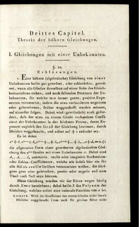 Drittes Capitel. Theorie der höhern Gleichungen.