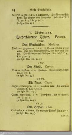V. Abtheilung. Wiederkäuende Thiere