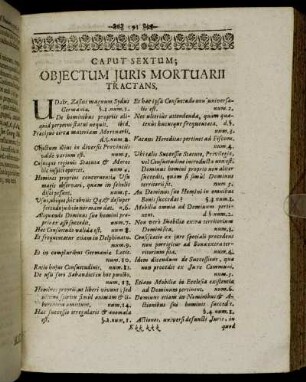 Caput Sextum. Objectum Juris Mortuarii Tractans.