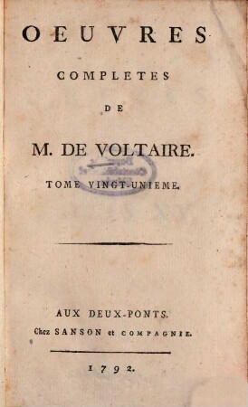 Oeuvres Complètes De M. De Voltaire, 21. Precis Du Siècle De Louis XV