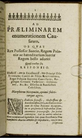Ad Praeliminarem enumerationem Causarum