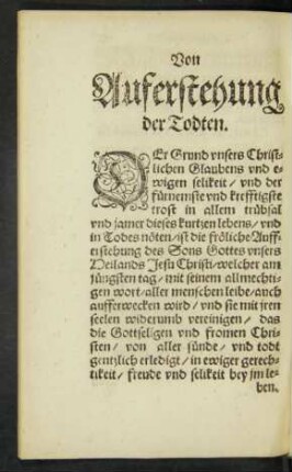 Von Auferstehung der Todten.