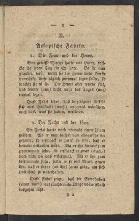 II. Aesopische Fabeln