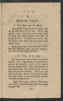 II. Aesopische Fabeln