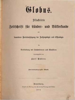 Globus : illustrierte Zeitschrift für Länder- und Völkerkunde. 22. 1872