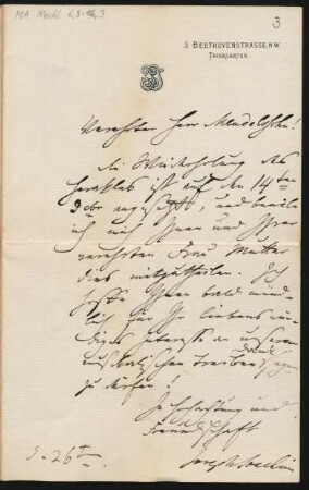 Brief an Franz von Mendelssohn : o.D.